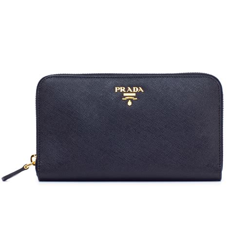 Prada NEW Saffiano Metal Continental Zip Around Clutch Wallet 